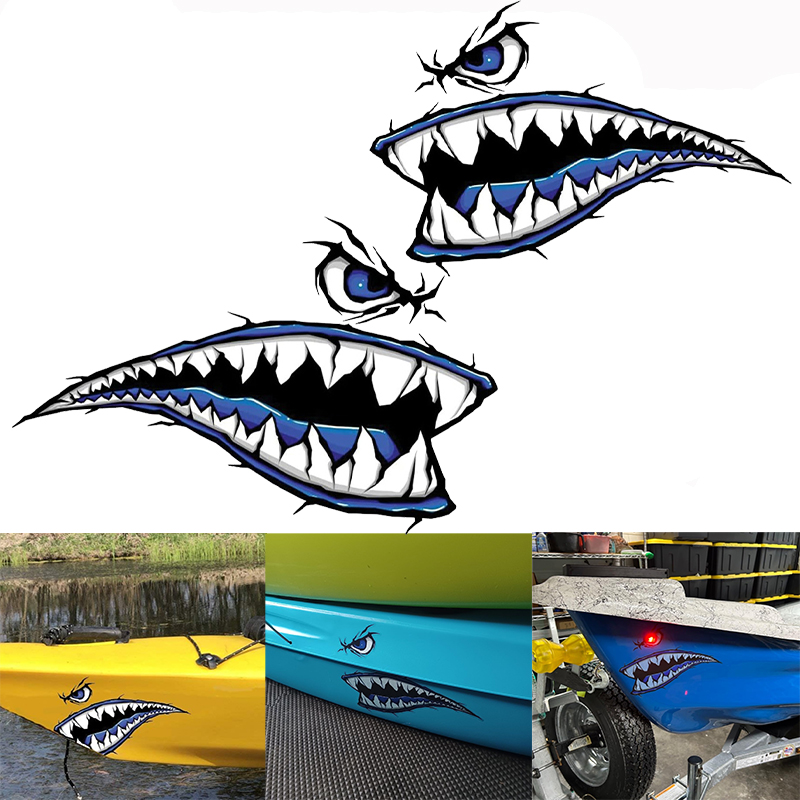Fishing Boat Paddle - 2PCS 상어 이빨 입 보트 스티커